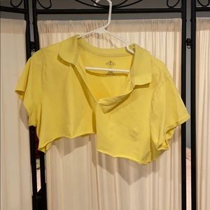 Cropped yello polo top!
